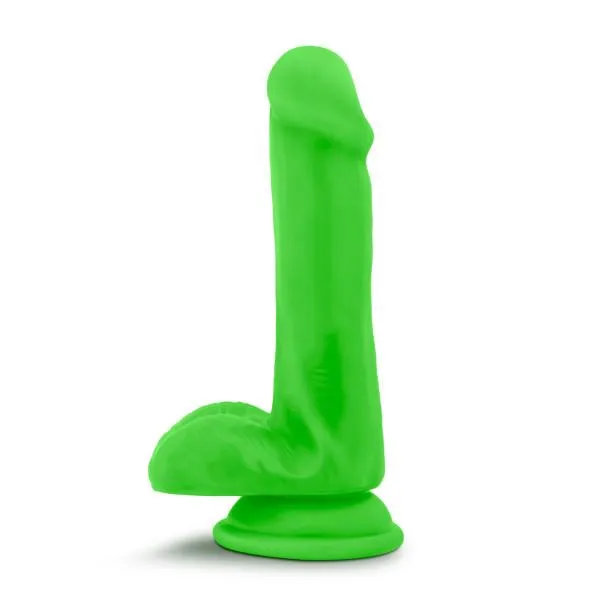Dildos Blush Neo Elite 6 Inches Silicone Dual Density Cock Balls Green
