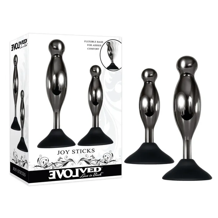 Evolved JOY STICKS Black Metal Butt Plugs Set of 2 Evolved Anal