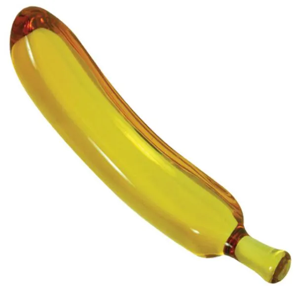 Glass Gem Amber Banana Top Cat Dildos