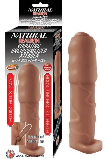 Natural Realskin Vibrating Uncircumcised Xtender Scrotum Ring Brown Natural Realskin Male Sex Toys Natural Realskin Vibrating Uncircumcised Xtender Scrotum Ring Brown Natural Realskin Male Sex Toys