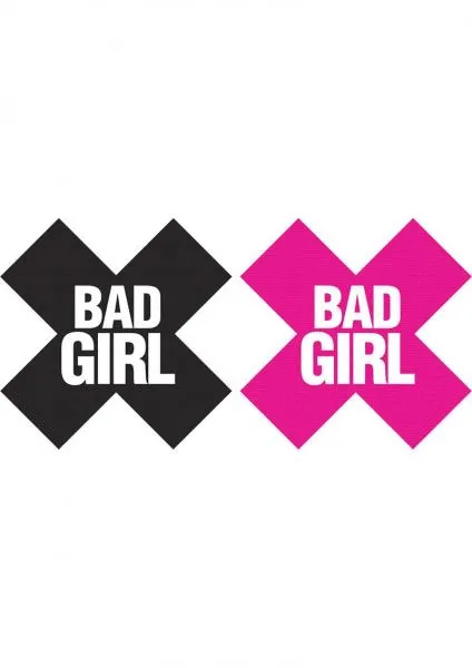 Peekaboos Vibrators Bad Girl X Pasties 2 Pairs 1 Black 1 Pink