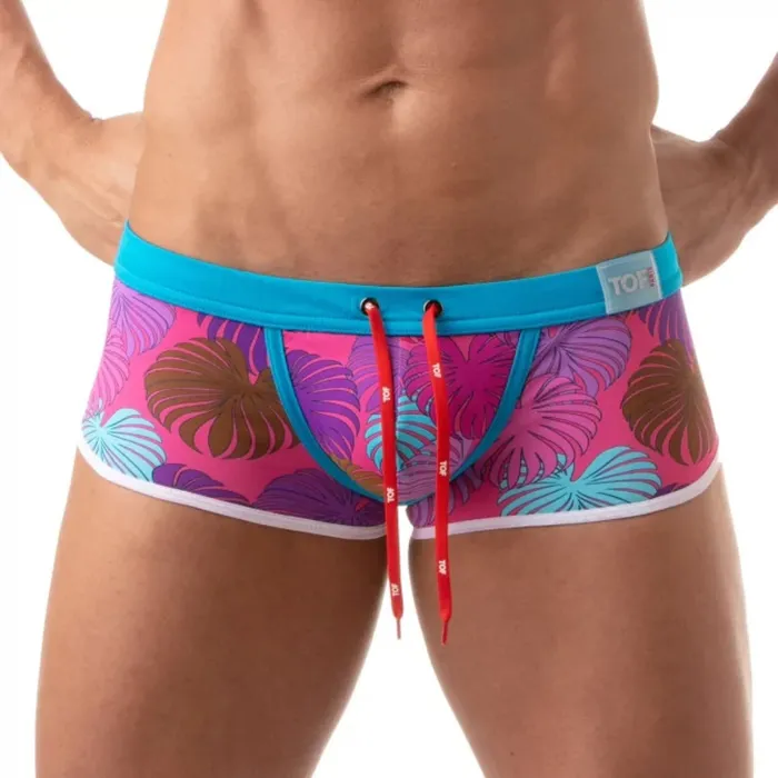 TOF Paris Vibrators Floral Swim Trunk Pink Size M