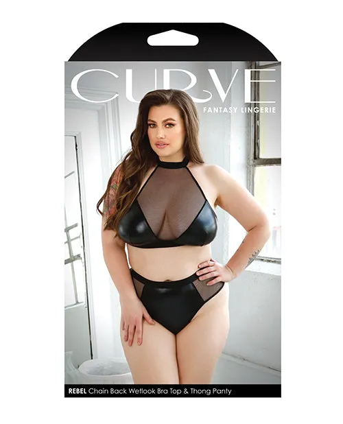 Fantasy Lingerie Vibrators Curve Rebel Wetlook Halter Top Wremovable Chain Panty Black Fantasy Lingerie Vibrators Curve Rebel Wetlook Halter Top Wremovable Chain Panty Black