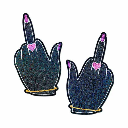 Female Sex Toys Pastease Pastease Glitter Fuck You Middle Finger Pasties