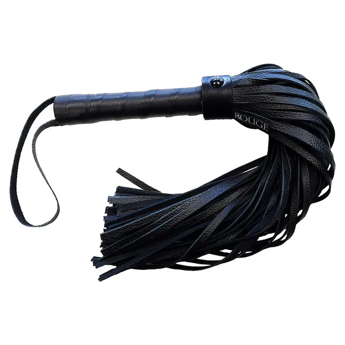 iloveexcitement Restraints Rouge Leather Flogger with Leather Handle Black on Black