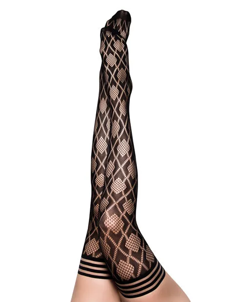 Kixies Elle Fishnet Diamond Thigh High Black Kixies INC Anal