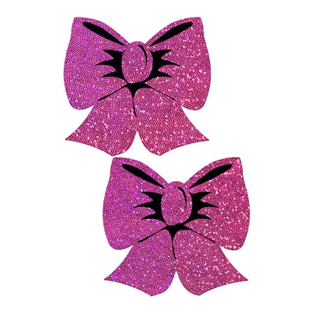 Vibrators Pastease Pastease Bow Hot Pink Glitter Bows Nipple Pasties