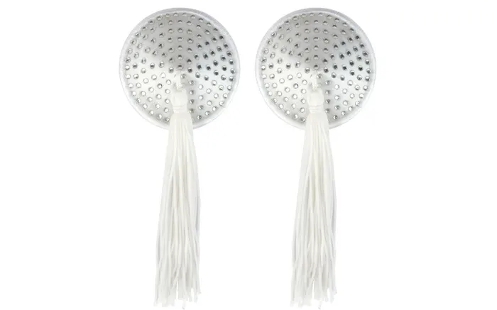 Vibrators Peekaboo Pasties Peekaboo Pasties White Satin w White Stone Pair Vibrators Peekaboo Pasties Peekaboo Pasties White Satin w White Stone Pair