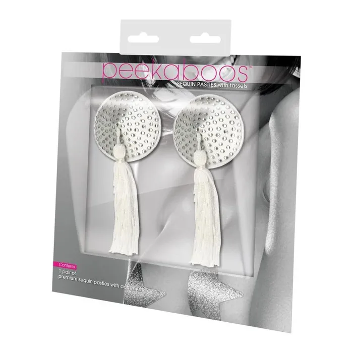 Vibrators Peekaboo Pasties Peekaboo Pasties White Satin w White Stone Pair