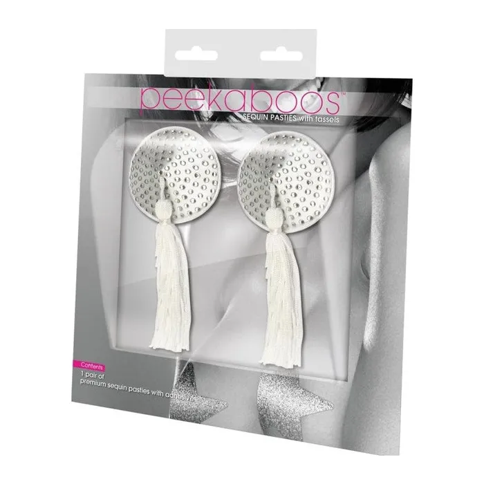 Vibrators Peekaboo Pasties Peekaboo Pasties White Satin w White Stone Pair