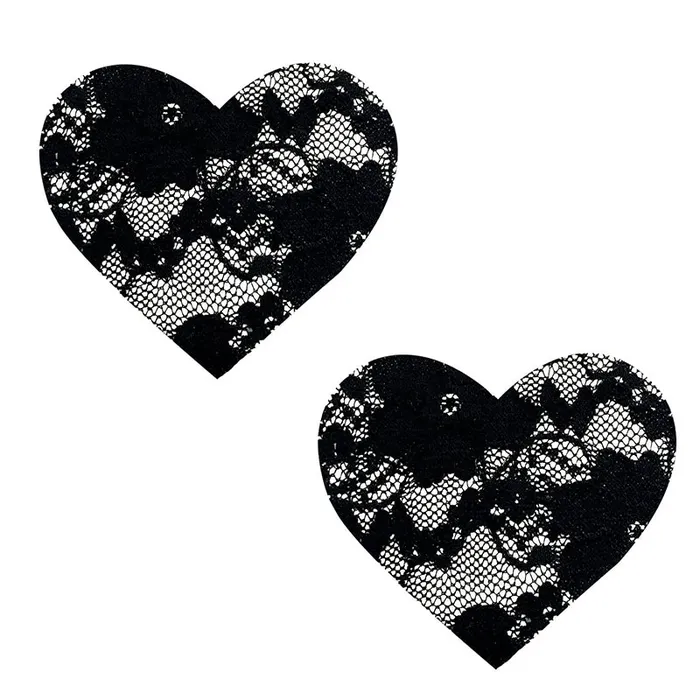 Anal Neva Nude LLC Neva Nude Pasty Heart Lace Black Nipple Covers