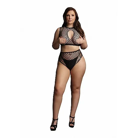 Le Desir Plus Size Le Desir Duo Net KeyHole Bra Set Plus Size