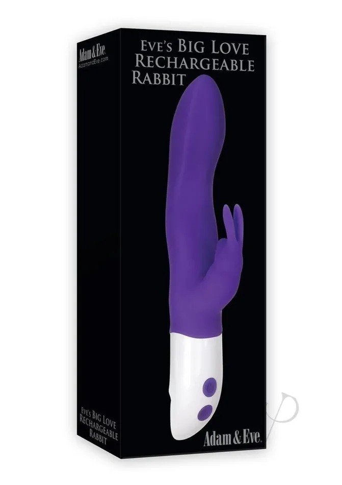 Adam Eve Female Sex Toys Adam Eve Eve Big Love Rechargeable Rabbit Vibrator Purple Waterproof Silicone G Spot Vibrator With 7 Vibration Modes 95Long 5Insertable Compatible With Water Based Lubes