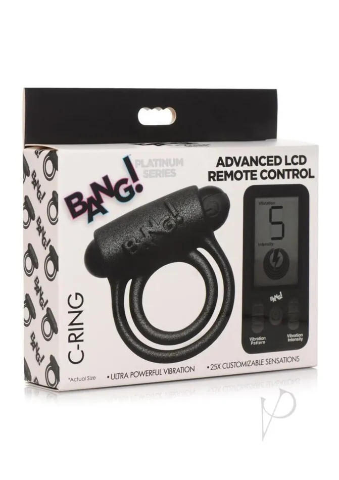 Bang Bang Platinum Series CRing 25X Premium Silicone Cock Ball Ring With Lcd Remote Control For Men Couples Stay Hard Male Enhancement With Powerful Vibrations Black Male Sex Toys