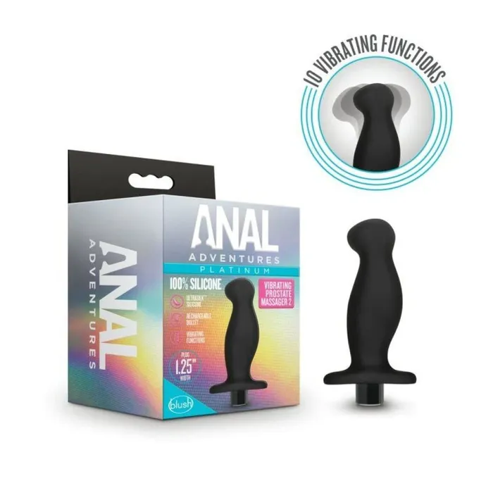 Blush Novelties Male Sex Toys Anal Adventures Platinum Silicone Vibrating Prostate Massager 02 Black Blush Novelties Male Sex Toys Anal Adventures Platinum Silicone Vibrating Prostate Massager 02 Black