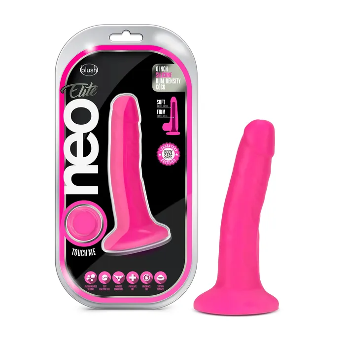 Blush Novelties Neo Elite 6In Dual Density Cock Neon Pink Dildos
