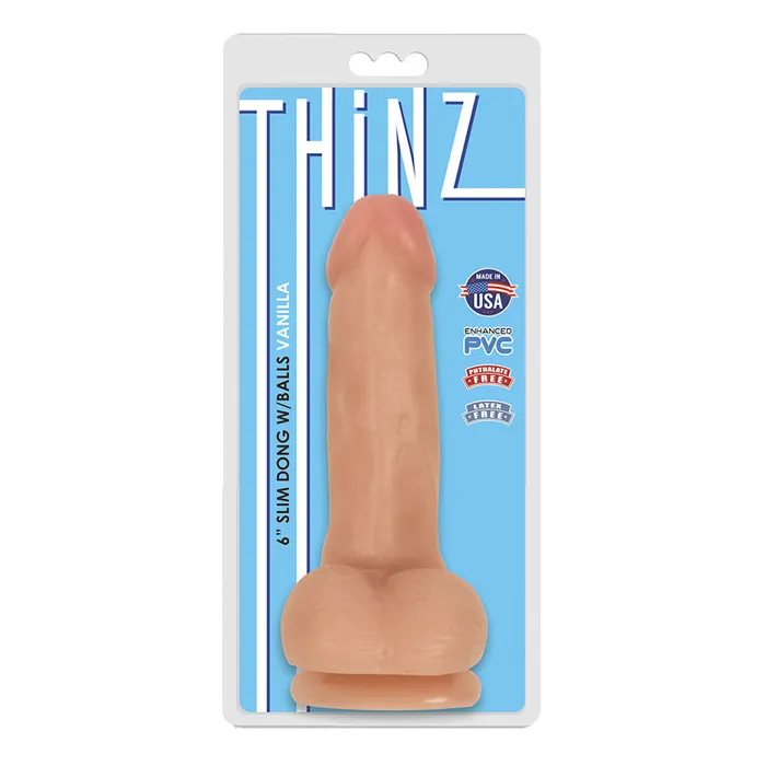 Dildos Thinz 6In Slim Dong WBalls Vanilla Curve Novelties