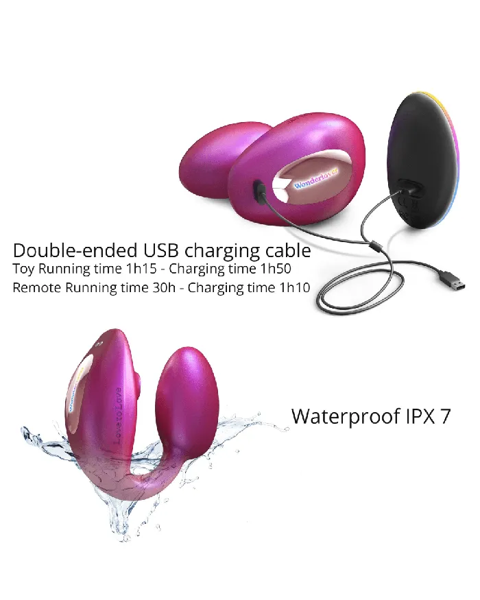 Female Sex Toys Wonderlover Hands Free Clitoral and GSpot Vibrator with Remote Pink Lovely Planet