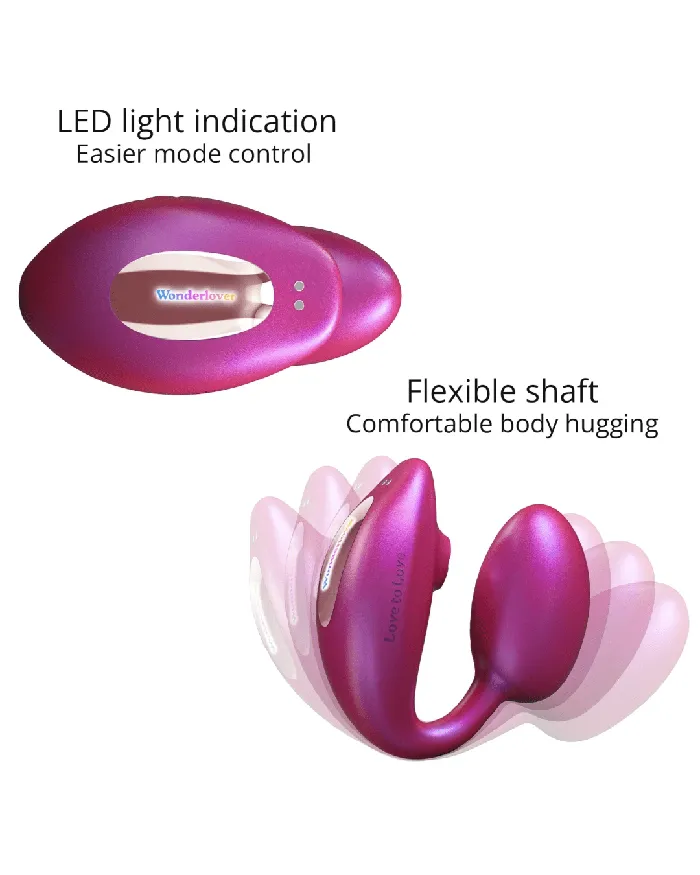 Female Sex Toys Wonderlover Hands Free Clitoral and GSpot Vibrator with Remote Pink Lovely Planet