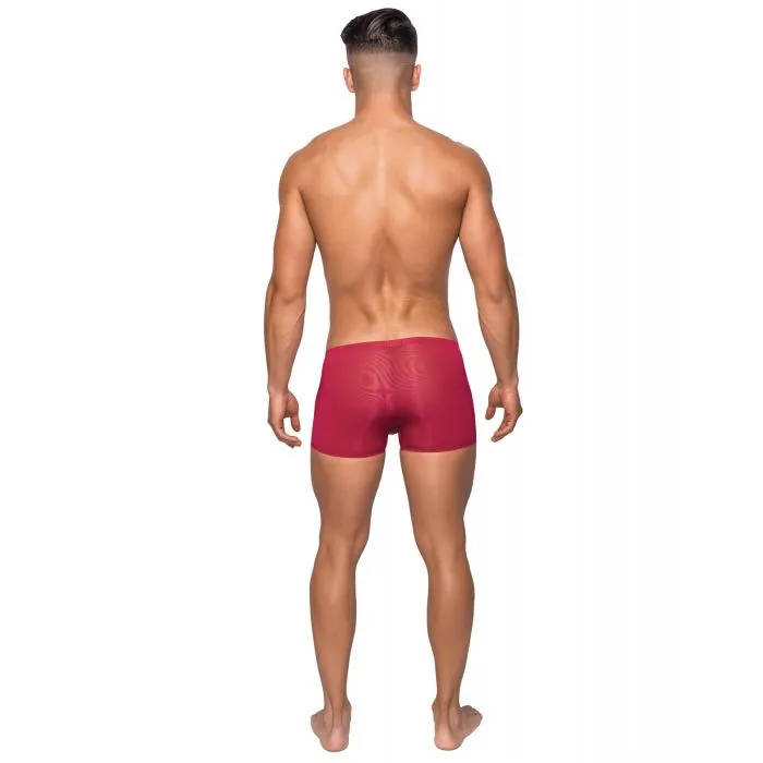 Male Power Vibrators Seamless Sleek Short wSheer Pouch Red Male Power Vibrators Seamless Sleek Short wSheer Pouch Red