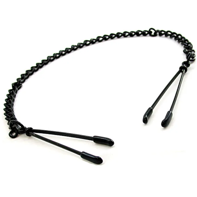 Nipple Clitoral Toys PHS International H2H Nipple Clamps Tweezer WChain Blk