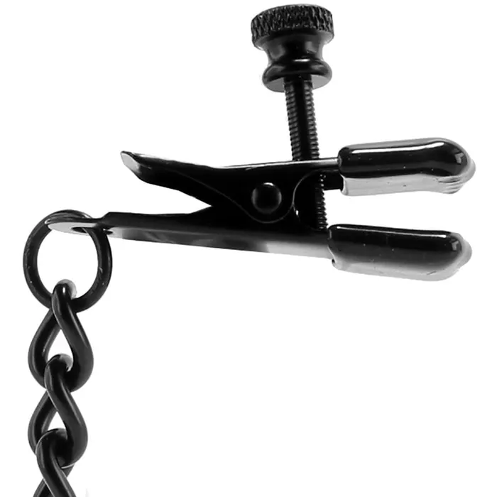 pink cherry Spartacus Broad Tip Clamp with Black Link Chain Anal