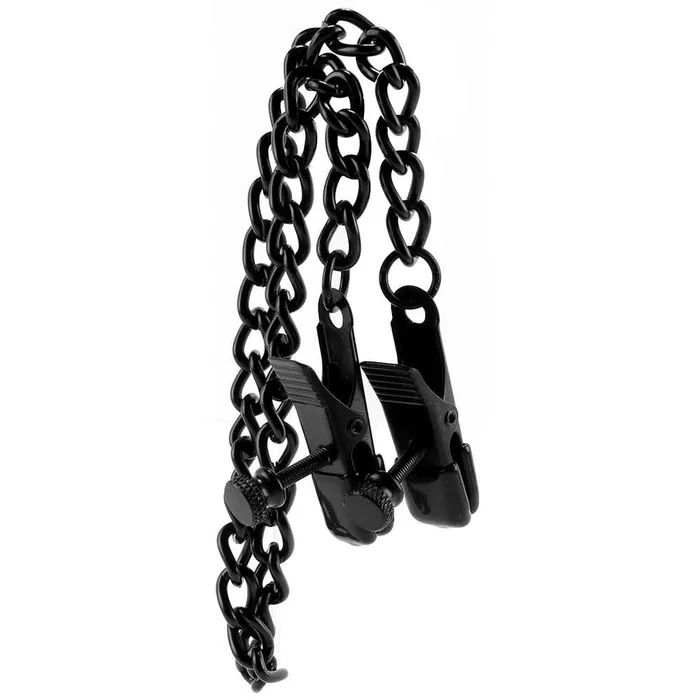 pink cherry Spartacus Broad Tip Clamp with Black Link Chain Anal