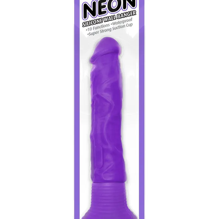 Pipedream Products Dildos Neon Silicone Wall Banger 7 Inch Vibrating Dildo Purple