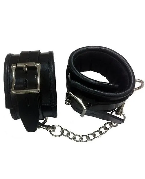 Rouge Restraints Rouge Padded Leather Adjustable Wrist Cuffs Black