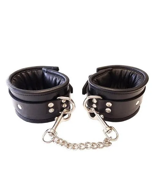 Rouge Restraints Rouge Padded Leather Adjustable Wrist Cuffs Black