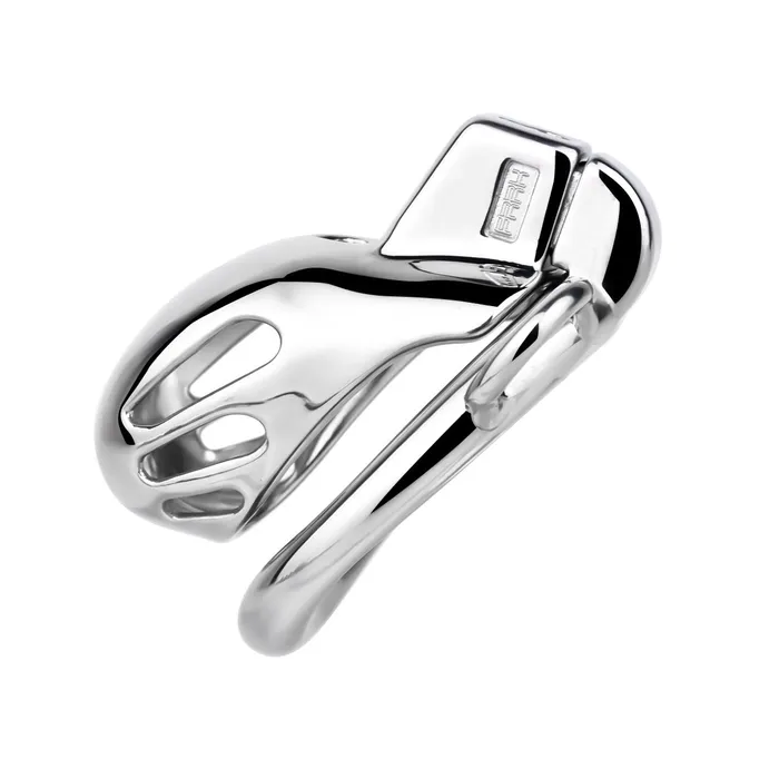 Short Smooth Stainless Steel Cobra Cage with Belt CHASTITY CAGE CO Male Sex Toys