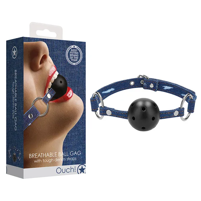 Shots America LLC Couples Ouch Breathable Ball Gag W Denim Straps