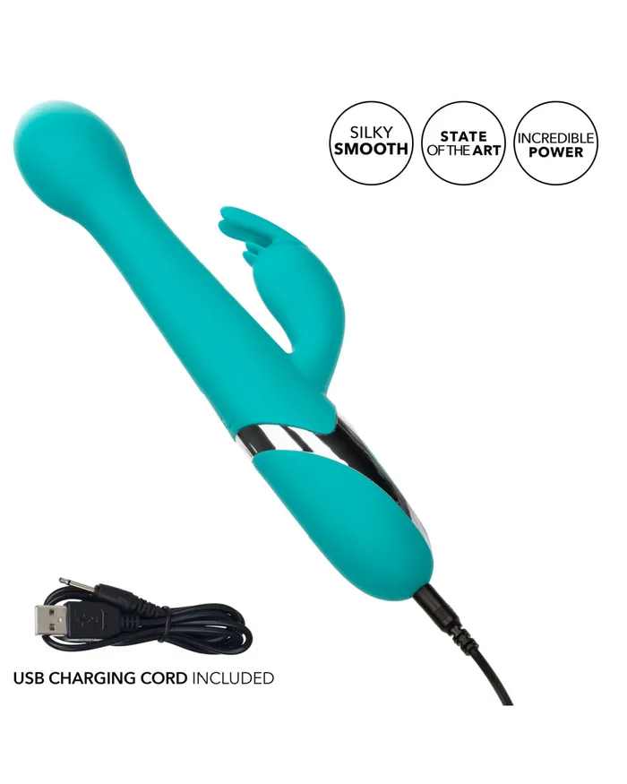 Vibrators Enchanted Oscillate Rotating Head Thrusting Rabbit Vibrator Teal CalExotics