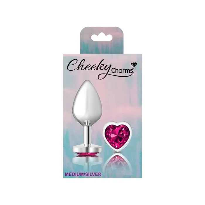 Anal Cheeky Charms Medium Butt Plug with Pink Heart Jewel Cheeky Charms