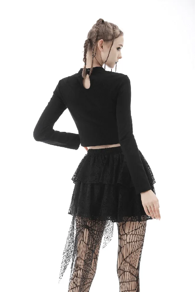 Black LongSleeved Top with Edgy LaceUp Detail for Women EVEs SECRETS Anal