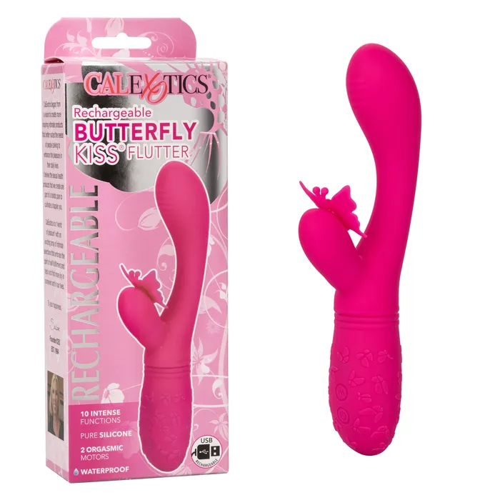 CalExotics Vibrators Rechargeable Butterfly Kiss Flutter Pink