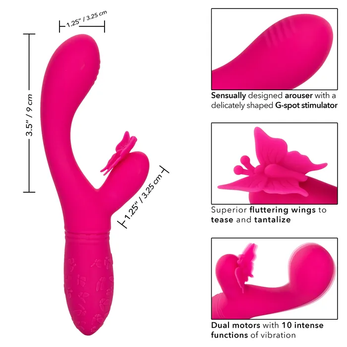 CalExotics Vibrators Rechargeable Butterfly Kiss Flutter Pink
