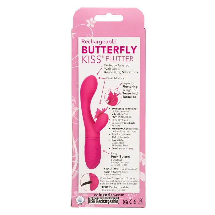 CalExotics Vibrators Rechargeable Butterfly Kiss Flutter Pink