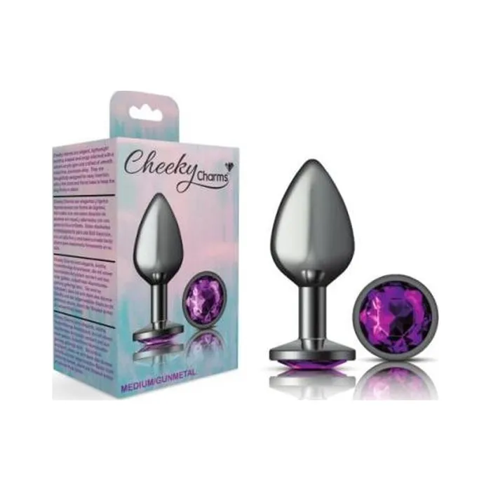 Cheeky Charms Anal Cheeky Charms Medium Round Butt Plug with Purple Jewel