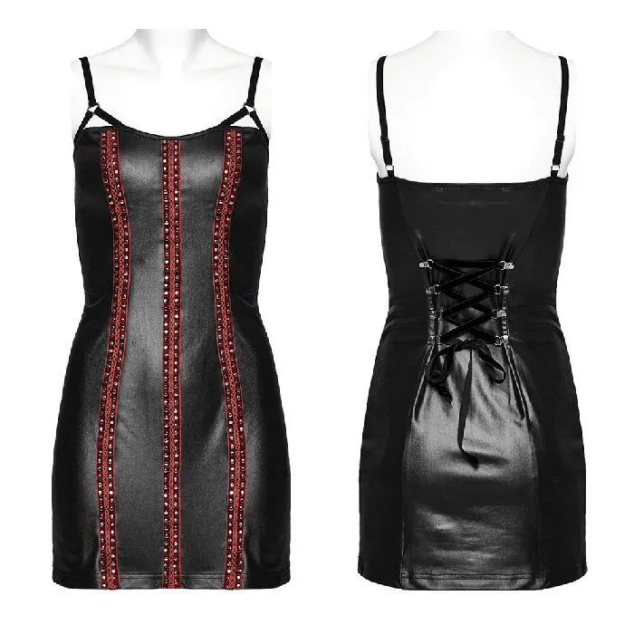 EVEs SECRETS Male Sex Toys Edgy Womens Rivets Dress with Adjustable Straps