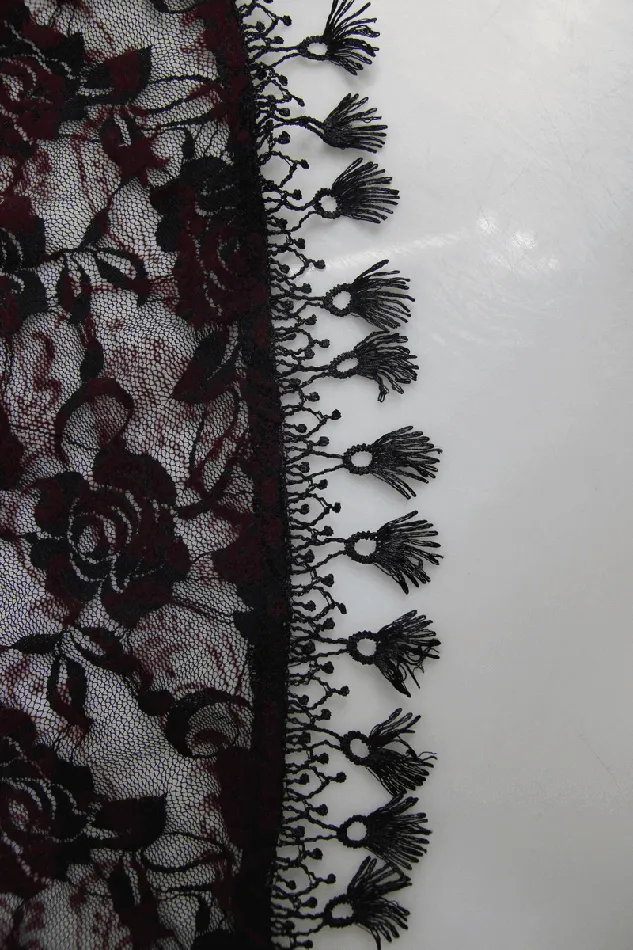 EVEs SECRETS Vibrators Red and Black Asymmetric Night Dress Rose Embroidered Top