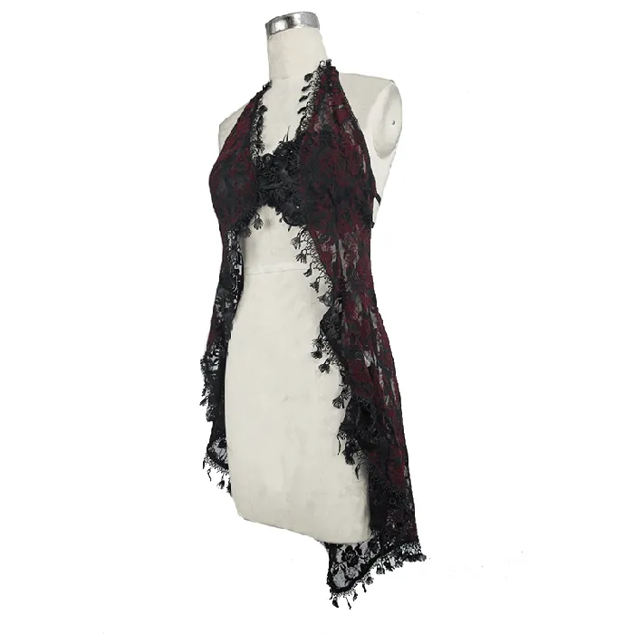 EVEs SECRETS Vibrators Red and Black Asymmetric Night Dress Rose Embroidered Top