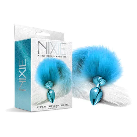 Global Novelties LLC Nixie Metal Butt Plug With Ombre Tail Metallic Male Sex Toys Global Novelties LLC Nixie Metal Butt Plug With Ombre Tail Metallic Male Sex Toys