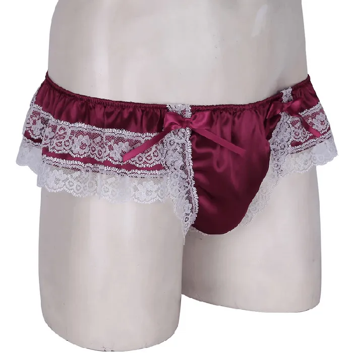 Male Sex Toys EVEs SECRETS Mens Sissy Soft Satin Panties Lingerie Sexy Floral LowRise Panties with Bowknots