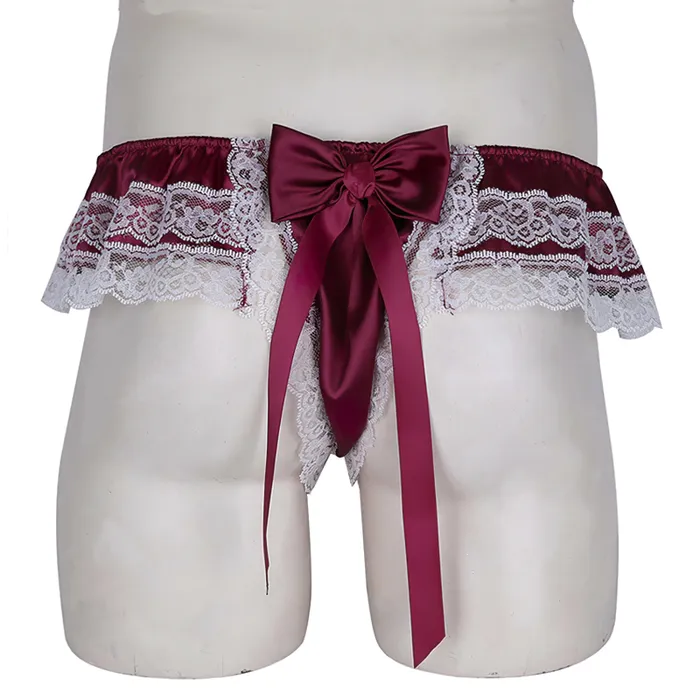 Male Sex Toys EVEs SECRETS Mens Sissy Soft Satin Panties Lingerie Sexy Floral LowRise Panties with Bowknots