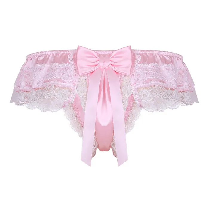 Male Sex Toys EVEs SECRETS Mens Sissy Soft Satin Panties Lingerie Sexy Floral LowRise Panties with Bowknots