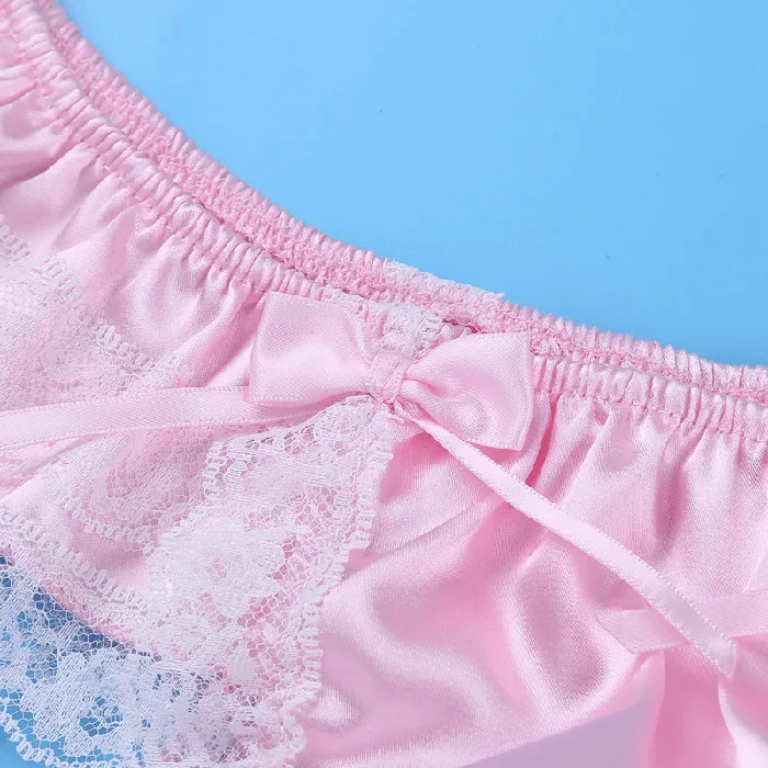 Male Sex Toys EVEs SECRETS Mens Sissy Soft Satin Panties Lingerie Sexy Floral LowRise Panties with Bowknots