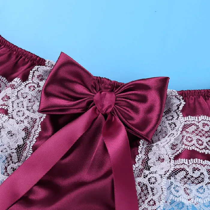 Male Sex Toys EVEs SECRETS Mens Sissy Soft Satin Panties Lingerie Sexy Floral LowRise Panties with Bowknots