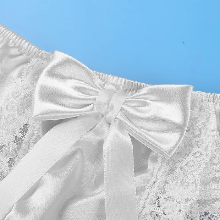 Male Sex Toys EVEs SECRETS Mens Sissy Soft Satin Panties Lingerie Sexy Floral LowRise Panties with Bowknots