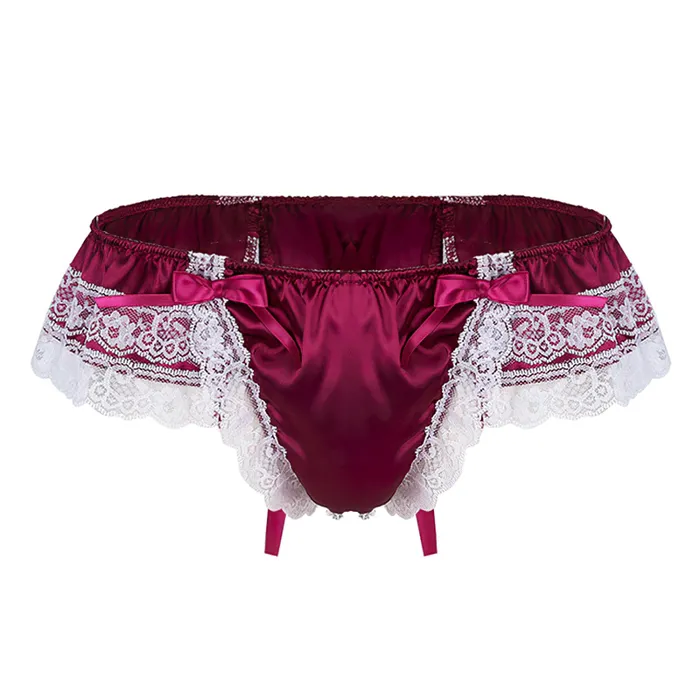 Male Sex Toys EVEs SECRETS Mens Sissy Soft Satin Panties Lingerie Sexy Floral LowRise Panties with Bowknots